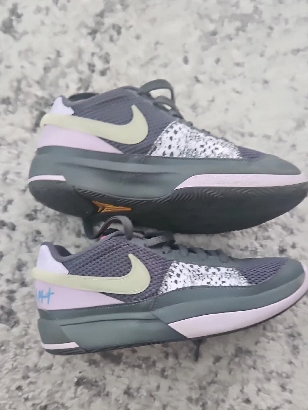 Ja Morant Nike Youth Gray Sneakers with Yellow Accent